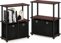 Furinno Go Green 3-Tier 2-Bins Multipurpose Storage Shelf, 2-Pack, Dark Cherry/Black