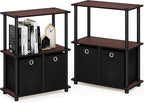 Furinno Go Green 3-Tier 2-Bins Multipurpose Storage Shelf, 2-Pack, Dark Cherry/Black