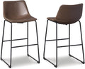 Signature Design by Ashley Centiar Urban Industrial 28.75" Pub Height Bucket Seat Barstool, 2 Count, Brown