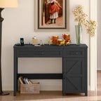 Farmhouse 47" Executive Desk, Computer Desk with Drawers and Storage Cabinet, Workstation Computer Desk for Home Office, Study.Pure Black
