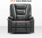 MCombo Oversized Power Lift Recliner Chair with Massage and Heat for Big and Tall Elderly People, Cup Holders, USB Ports, Side Pockets, Faux Leather R7541 (Dark Grey, Large-Oversize)