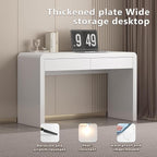 Executive Desk with Drawers, White Computer Desk with Drawers with Three-Layer Lacquered Thick Wooden Board, 47 inch Modern Home Office Desk for Study, Living Room, Bedroom