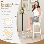 COSTWAY Swivel Bar Stools Set of 4, 24.5 Inch Counter Height Bar Chairs w/Hollow Backrest & Contoured Seat, Wooden Barstools w/Footrest for Kitchen Island, Pub, Bistro, Cafe (4, White)