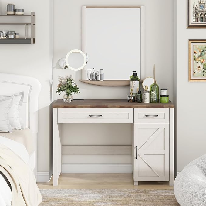 Farmhouse 47" Executive Desk, Computer Desks with Drawers and Cabinet, Workstation Computer Desks for Study and Home Office