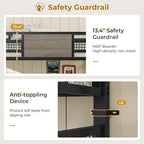 ADORNEVE Loft Bed Twin Size with L-Shaped Desk, LED Lights,Charging Station, Twin Metal Loft Bed Frame with Fabric Drawers & Shelve, 13.4" H Safety Guardrail, No Box Spring Needed, Grey