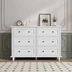 Scurrty Antique 6 Drawer Dresser, Modern Chest of Drawers, Large Cabinet with Storage, Big Dresser for Clothes in Living Room, Bedroom (White)
