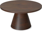 SIMPLIHOME Winnie Coffee Table - 30 inch Wide Solid Acacia Wood Round Living Room Table in Walnut, Modern Center Table for Sitting Area or Lounge with Spacious Top and Pedestal Base, Assembled