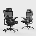 Ergonomic Office Chair, Big and Tall Mesh Computer Gaming Chair with Headrest, Work Chair with Adaptive Lumbar Support, 5D Armrest,90-130°Tilt, Model Zen (All Black)