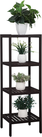 SONGMICS Bamboo Storage Shelf, 4-Tier Shelving Unit, Multifunctional, in the Entryway, Bathroom, Living Room, Balcony, Kitchen, 13 x 13 x 38.6 Inches, Brown UBCB54C