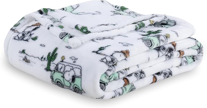 Berkshire Blanket Peanuts® VelvetLoft® Cute Character Snoopy Plush Blanket,Snoopy Desert Travel White,Twin 60 in x 90 in (Official Peanuts® Product)