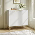 Fluted Storage Cabinet, 2 Doors Sideboard Buffet Cabinet, Modern Wood Accent Cabinet with Adjustable Shelves, Console Table for Living Room, Hallway, Entryway, White