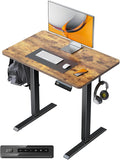 FEZIBO One-Piece Standing Desk Adjustable Height Stand up Home Office Desk, 32x24 Inch Electric Standing Computer Desk, with 4 Memory Presets, Headphone Hook, Rustic Brown
