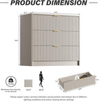 Beige Dresser for Bedroom, Modern Dresser with 3 Drawers and Smooth Slides, Wide Chest of Drawers with Golden Handles for Bedroom, Living Room, Closet, 15.7" D x 31.5" W x 29.6" H