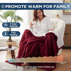 Westinghouse Heated Throw Blanket, Electric Blanket Throw with 6 Heating Levels and 2-10 Hours Time Settings, Flannel to Sherpa Super Cozy Heated Blanket Machine Washable, 50x60 inch, Red