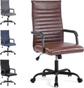 Office Desk Chair, Ergonomic Conference Room Chairs, PU Leather Executive Ribbed Computer Chair, Swivel Rolling Chair for Home Office