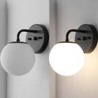 JONATHAN Y JYL3534B Louis Parisian Globe 5.75" 1-Light Metal/Frosted Glass Modern Contemporary LED Vanity Light Midcentury, Glam, Transitional, Bathroom, Powder Room, Dressing Room, Bedroom, Black