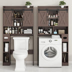 Vabches Over The Toilet Storage Cabinet, Farmhouse Storage Cabinet Over Toilet with Sliding Doors & Toilet Paper Holder Stand，Home Space-Saving Toilet Rack, for Bathroom, Laundry and Restroom