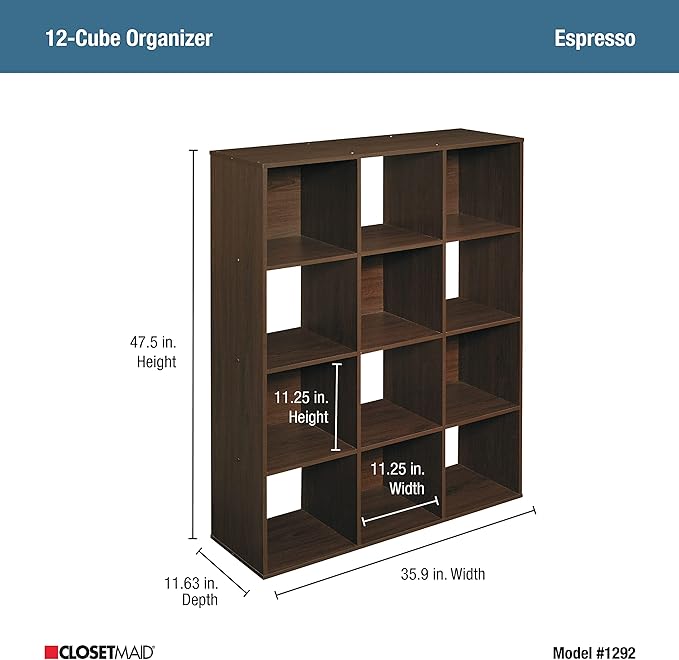 ClosetMaid 1292 Cubeicals Organizer, 12-Cube, Espresso
