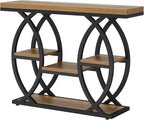 Tribesigns 39.4" Console Table, Industrial 4-Tier Sofa Table Entryway Table with Storage Shelves, Narrow Wood Accent Tables with Metal Frame for Small Spaces, Hallway, Foyer, Brown