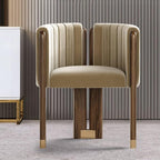 Velvet Fluted Accent Chair for Living Room with Wood Frame, High Resilience Foam, Elegant Modern Armchair (Camel)