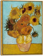 Wieco Art Large Framed Wall Art of Sunflower by Van Gogh Paintings Reproduction Abstract Canvas Prints for Home Living Room Decorations Bronze Gold Frame