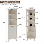 RedLemon 68" Tall Corner Cabinet, Modern Fluted Storage Cabinet with Faux Marble Top & Adjustable Shelves, Curved Profile Design, Space Saver for Bathroom, Living Room, Kitchen, Off White