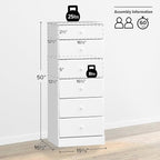 Prepac Astrid Tall White Dresser: 16.5"D x 19.75"W x 50"H, 6-Drawer Chest for Bedroom by Prepac - Perfect Chest of Drawers for Ample Storage