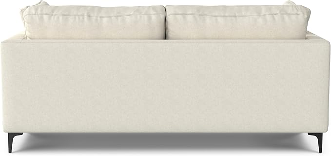 SIMPLIHOME Ava Sofa and Ottoman in 100% Recycled Polyester Performance Fabric, Cream, 76-inch-Wide 2-Seater Loveseat and Matching 36-inch-Wide Table Ottoman for Living Room, 2-Piece Set