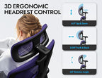 Office Chair - Ergonomic Office Chair with Back Support, Ergonomic Computer Chair - Home Office Desk Chairs, 330lbs Wide Seat Big and Tall Office Chairs with Headrest, Comfy Desk Chairs (Purple)