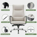 EUREKA ERGONOMIC Royal II Executive Office Chair High Back, Big and Tall with Extra Wide Seat, Silicone Leather Desk Chair Computer Chair, Modern Office Chair Home Office Desk Chairs - Beige Gray