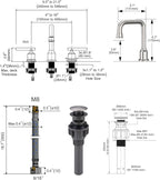 WOWOW Brushed Nickel Bathroom Faucet: Widespread Bathroom Sink Faucet Set 3 Hole with Pop-up Drain and Supply Lines, 8 Inch Vanity Faucet 3 Pieces Basin Tap 2 Handle Modern (2 Pack)