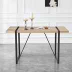 55'' Dining Table for 4-6, Wood Kitchen Table with Metal Legs, Dinner Table for 4-6 for Home Dining Room Living Room