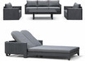 PURPLE LEAF Patio Furniture Set with 2 Person Lounge Chair 7 Pieces Outdoor Conversation Sets PP Rope Patio Sofa with Cushions and Table Deep Seating Furniture for Porch Lawn Backyard Gray