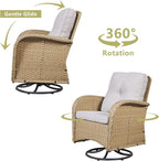 HUMMUH 5-Piece Patio Furniture Wicker Outdoor Conversation Set,All-Weather Rattan Swivel Chairs Bistro Set with Loveseat Coffee Table for Backyard,Poolside,Deck (Yellow/Beige)