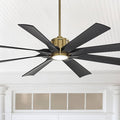 Possini Euro Design 60" Defender Modern Outdoor Ceiling Fan with LED Light Remote Control Soft Brass Matte Black Damp Rated for Patio Exterior House Home Porch Gazebo Garage Barn