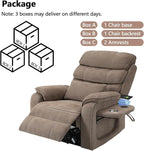 Lift Chair Lay Flat Recliner Heat Massage Dual Motor Infinite Position Power Recliners with Left Side Tray Table-Wireless Charger,Cup Holder