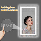 44 x 32 Inch LED Bathroom Mirror, Front Light and Backlit Lighted Vanity Mirror, Anti-Fog, Dimmable Memory, Shatterproof, Wall-Mounted