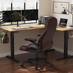Ergonomic Executive Office Chair for Big & Tall - 500lbs Capacity with Lumbar Support & Flip-Up Armrests, Heavy Duty PU Leather Computer Desk Chair, Brown