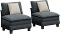 PHI VILLA Indoor Modular Sectional Couches Sets, 2-Piece Armless Sofa Set, 2-Seater Upholstered Couch for Living Room Small Spaces, Chenille Fabric, Dark Cyan