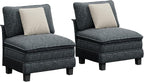 PHI VILLA Indoor Modular Sectional Couches Sets, 2-Piece Armless Sofa Set, 2-Seater Upholstered Couch for Living Room Small Spaces, Chenille Fabric, Dark Cyan