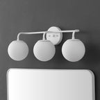 JONATHAN Y JYL3536D Louis Parisian Globe 25" 3-Light Metal/Frosted Glass Modern Contemporary LED Vanity Light Midcentury, Glam, Transitional, Bathroom, Powder Room, Dressing Room, Bedroom, White