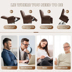 Large Dual Motor Power Lift Recliner Chair with Massage and Heat for Elderly People, Infinite Position,USB Ports and Remote Control,Breathable Leather (Brown)