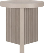 Henn&Hart 22" Fluted Scandinavian Round End Table, Ribbed Side Table, Nightstand for Living Room, Office, Family Room, or Bedroom, Alder White