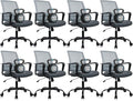 CLATINA Ergonomic Office Chair - Mesh Desk Chair with Lumbar Support, Rolling Comfortable Computer Chairs with Arms for Home Conference, Gray 8 Pack