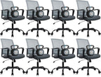 CLATINA Ergonomic Office Chair - Mesh Desk Chair with Lumbar Support, Rolling Comfortable Computer Chairs with Arms for Home Conference, Gray 8 Pack