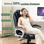 Vogue Furniture Direct Big and Tall Office Chair 500lbs, Heavy Duty High Back PU Leather Desk Chair, Adjustable Height Rolling Wheels Computer Chair for Home Office Work (Black)