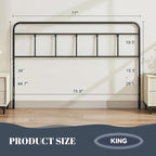 Metal King Size Headboard Only, Sturdy and Durable Iron King Headboard Adjustable Height from 34” to 44”, Victorian Vintage Bed Headboards, Farmhouse Head Board, Bed Frame Mount Black