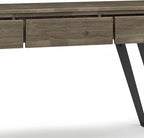 SIMPLIHOME Lowry SOLID ACACIA WOOD and Metal 60 Inch Wide Modern Industrial Console Sofa Table in Distressed Grey, For the Living Room Entryway and Bedroom