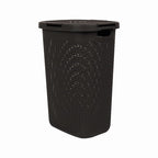 Mind Reader Slim Laundry Hamper with Lid, 60L Clothes Basket, Premium Wicker Design, Plastic, Brown