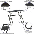 Flash Furniture Fisher Gaming Desk - Black Ergonomic Computer Desk - 51.5" Gamers Table with Cup Holder and Headphone Hook